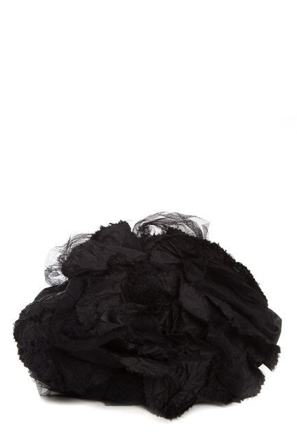 Chanel Evening Satin Camellia Black Shoulder Bag