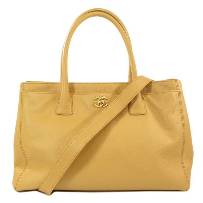 Chanel Executive Gold Hardware Calf Ladies Beige Tote