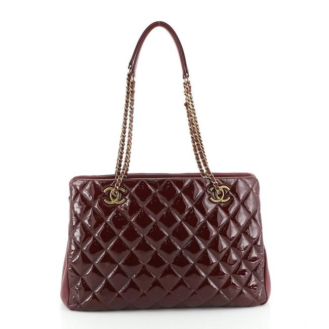 Chanel Eyelet Quilted Medium Red Patent Leather Tote
