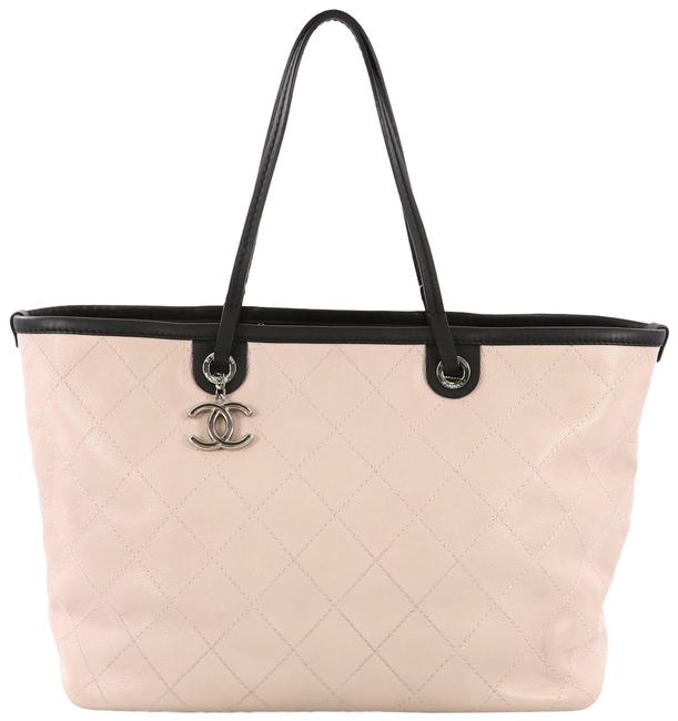 Chanel Fever Quilted Caviar Large Pink Leather Tote