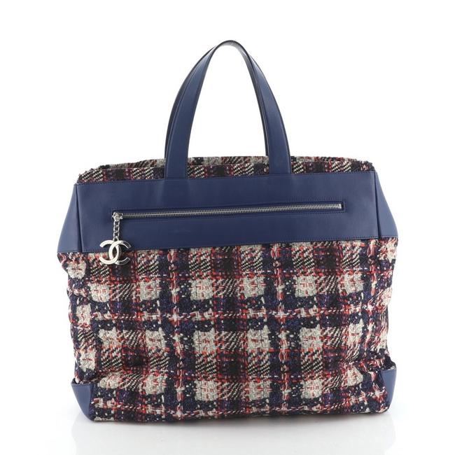 Chanel Front Zip Pocket Printed Large Multicolor Nylon Tote