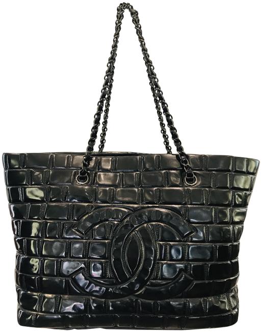 Chanel Frozen Black Vinyl Tote