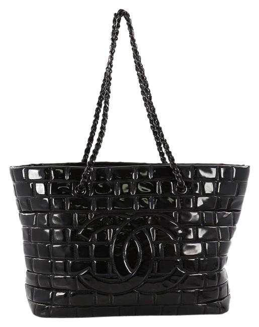 Chanel Frozen Quilted Large Black Vinyl Tote