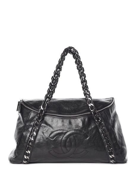 Chanel Glazed Chain Black Caviar Leather Tote