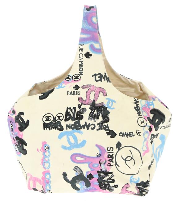 Chanel Graffiti Basket Ivory Canvas Tote