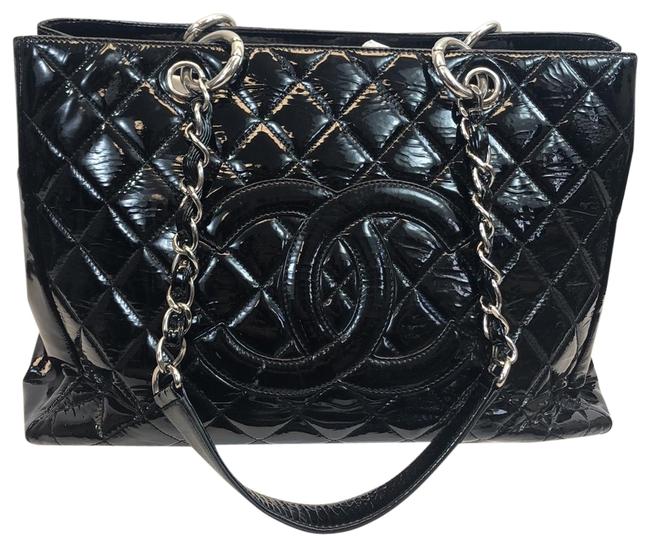 Chanel Grand Shopper Black Patent Leather Tote