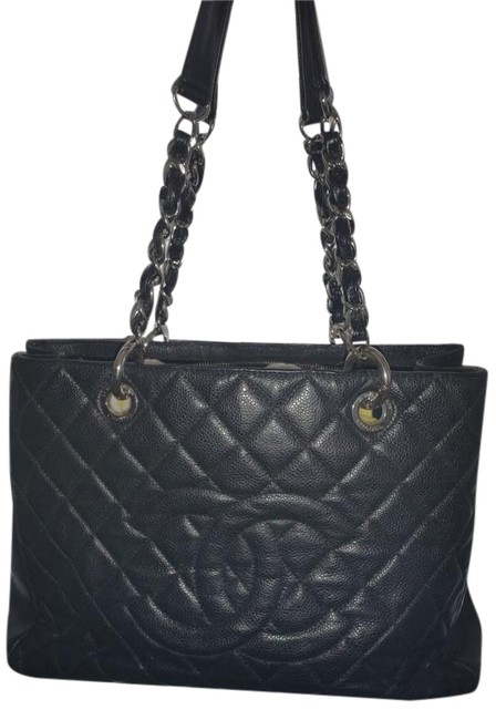 Chanel Grand Shopper Black WSilver Hardware Caviar Gst Tote