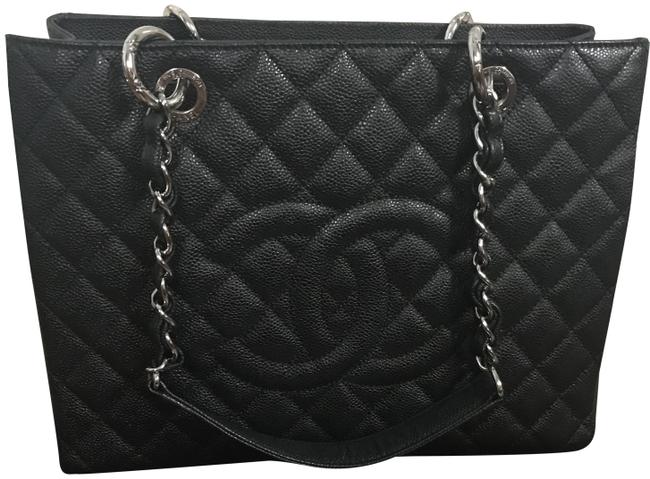 Chanel Granulated Black Leather Tote