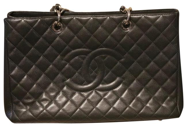 Chanel Shopping Bag Gray Leather Tote