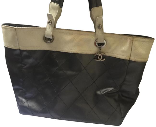 Chanel Grey and White Leather Other Tote