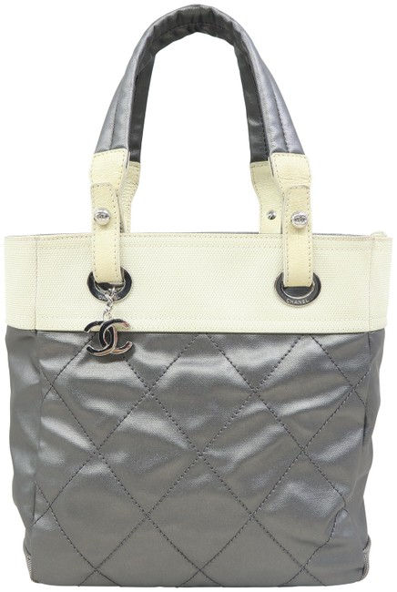 Chanel Grey Coated Canvas Tote