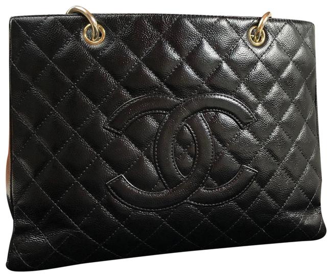 Chanel Shopping Gst Black Caviar Leather Tote