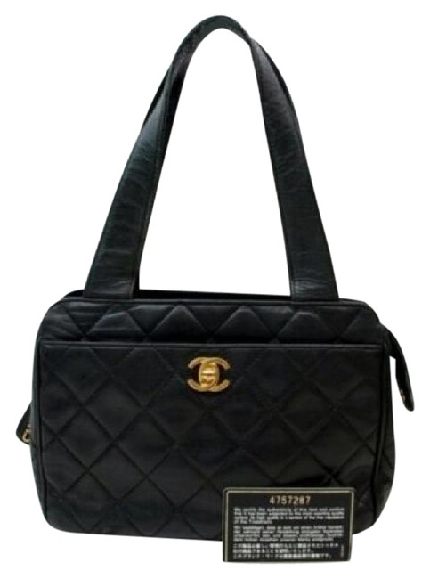 Chanel Handbag Black Leather Tote