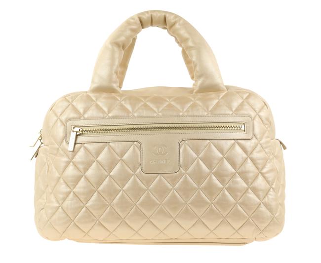 Chanel Hobo Metallic Quilted Gold Lambskin Leather Tote