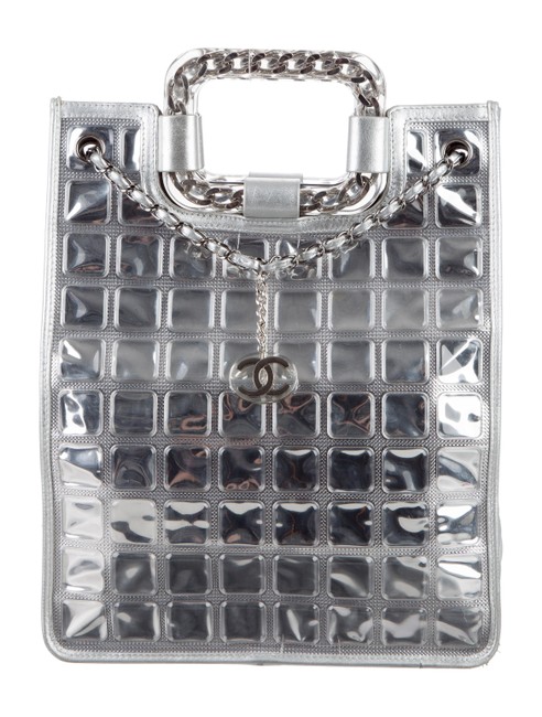 Chanel Ice Cube Shopper Metallic Silver Pvc Tote