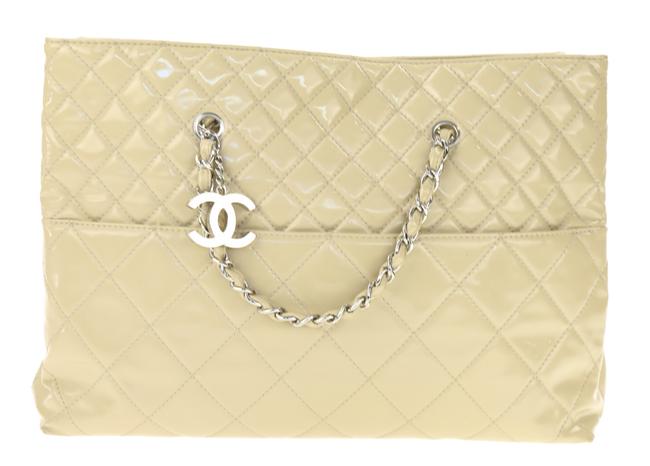 Chanel In The Business Beige Patent Leather Tote
