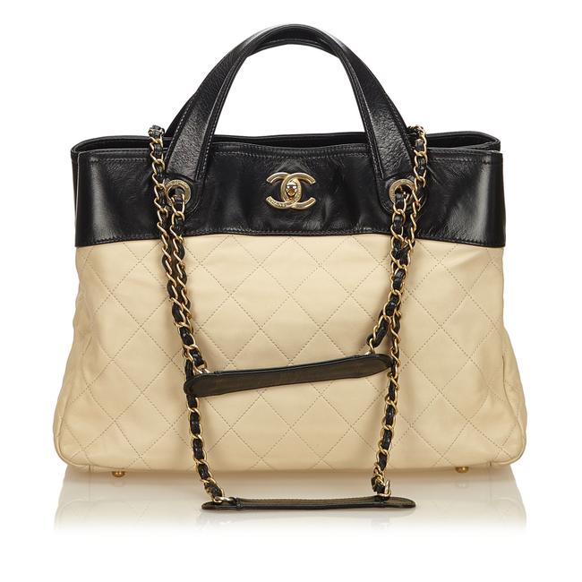 Chanel In The Mix Beige Calfskin Leather Tote