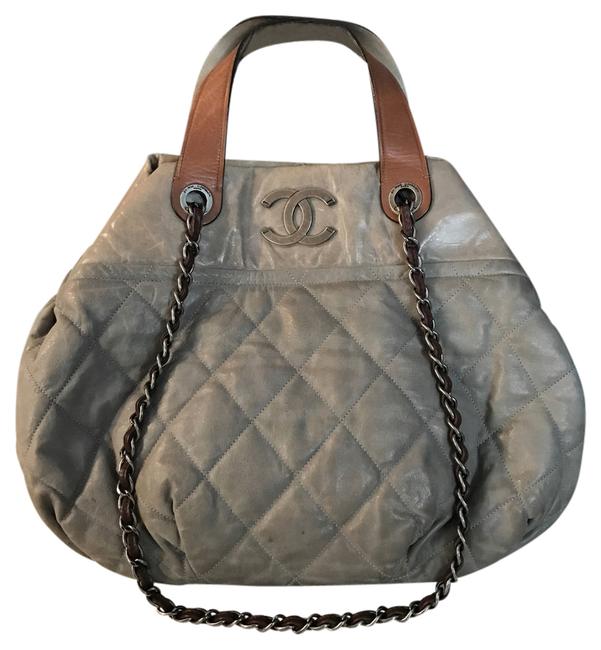 Chanel In The Mix Large Grey Leather Tote