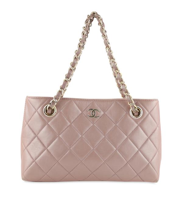 Chanel Iridescent Pink Leather Small Chain Handle Tote