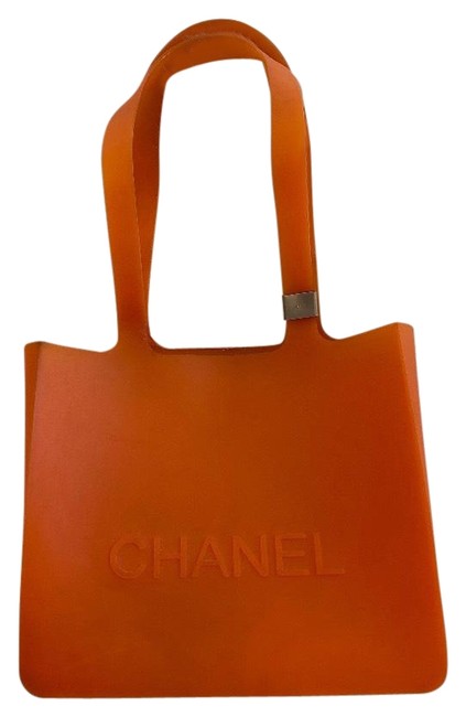 Chanel Jelly Clear Gummy Satchel Orange Rubber Tote