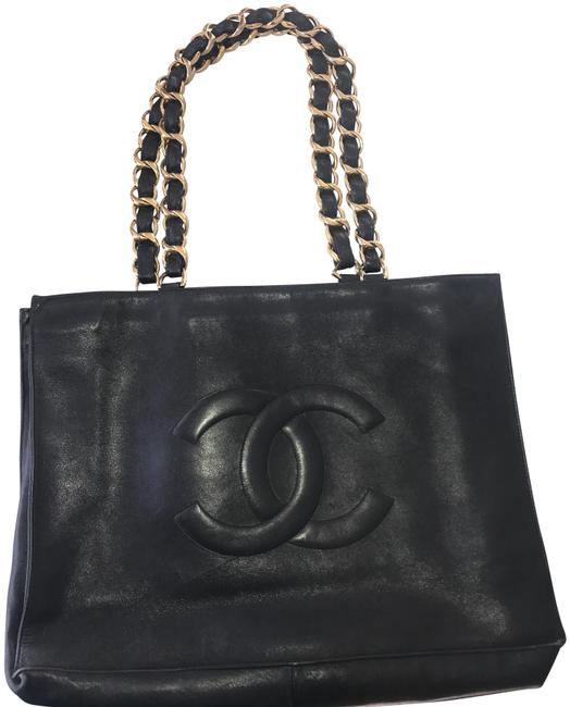 Chanel Jumbo Black Lambskin Leather Tote