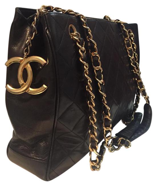 Chanel Bag Jumbo Logo Huge Large Black Leather Tote