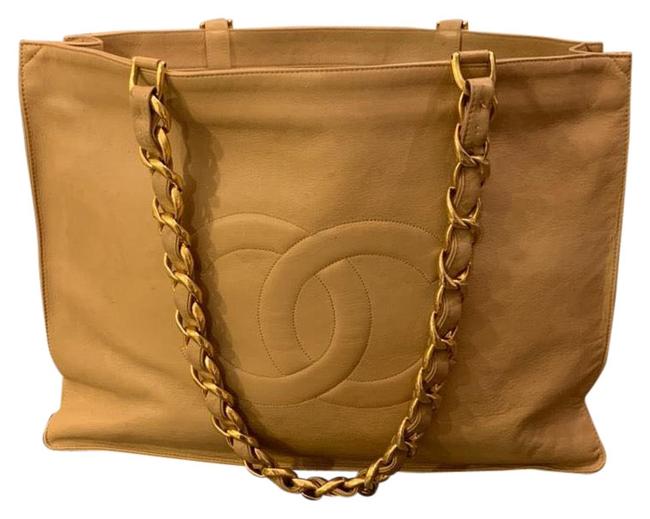 Chanel Jumbo Tan Leather Togo Tote