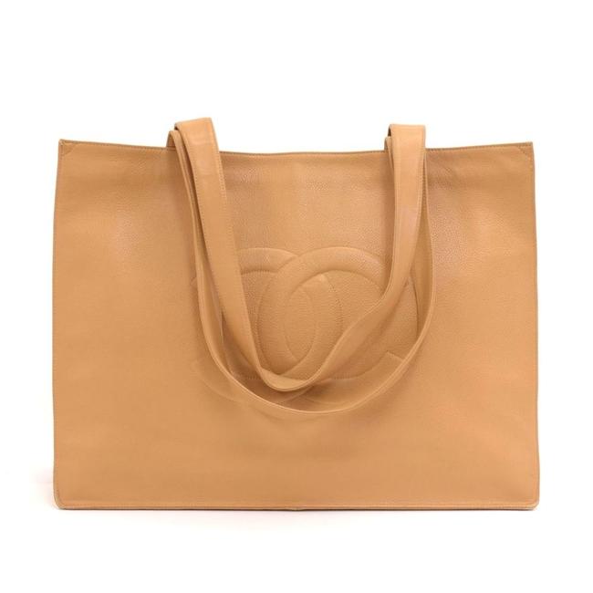 Chanel Shoulder Bag Jumbo Xlarge Caviar Beige Leather Tote
