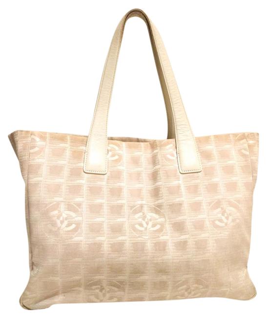 Chanel Shopping Bag K266 Travel Line Mm Beiges Cream Canvas Tote