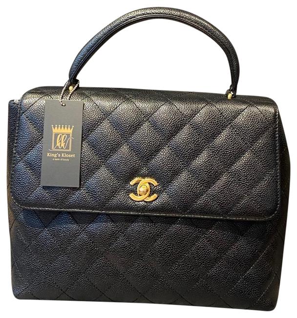 Chanel Kelly Black Quilted Caviar Tote