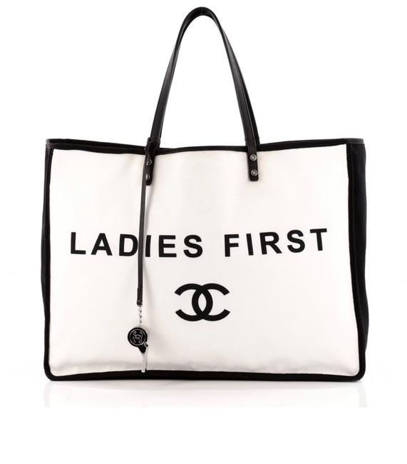 Chanel Ladies First Whistle Large Off White Canvas Tote