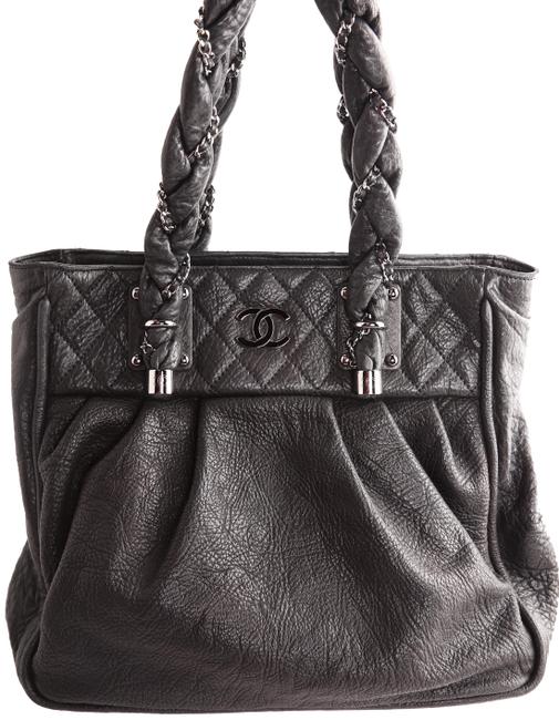Chanel Lady Braid Large Black Leather Tote
