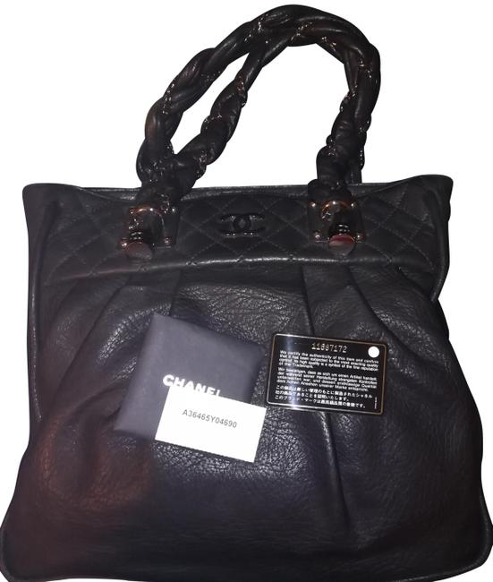 Chanel Lady Braid Large North south Black Lambskin Leather Tote