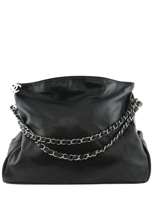 Chanel Large Black Lambskin Leather Tote