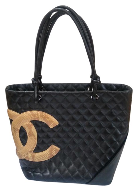 Chanel Large Cc Black Lambskin Leather Tote