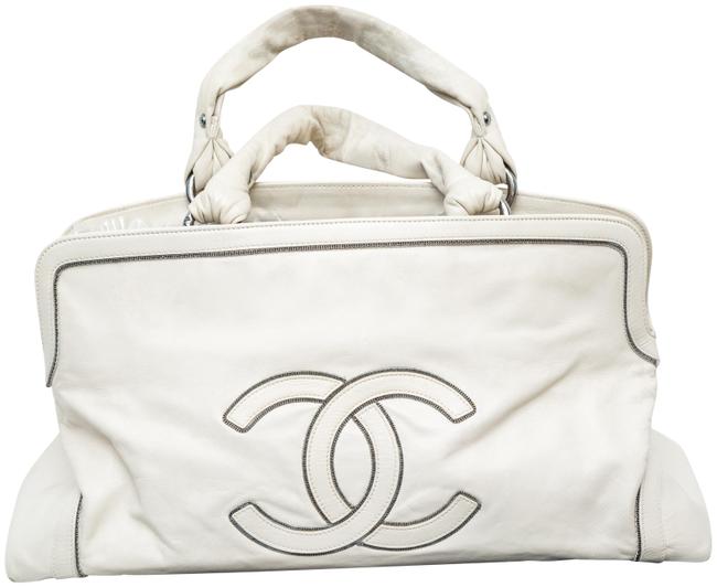 Chanel Large Cc Ecru Leather Tote