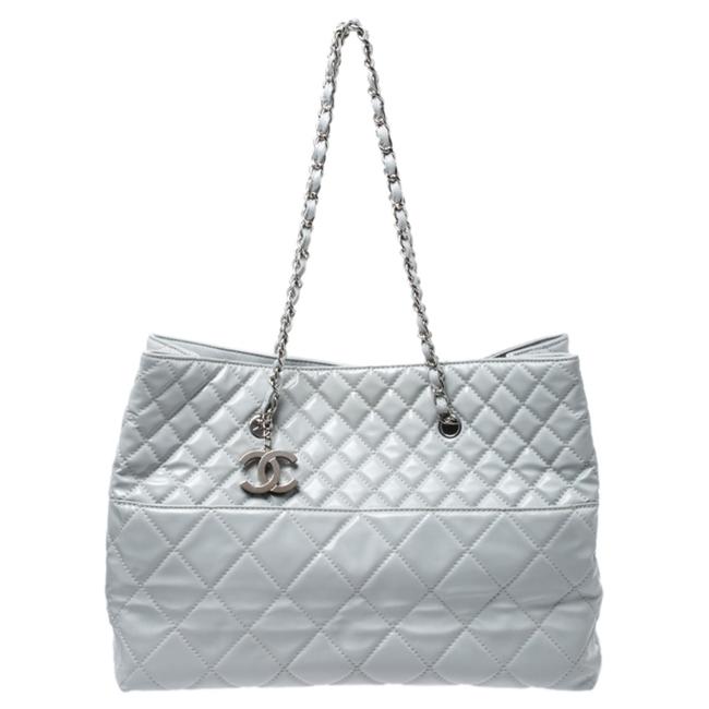 Chanel Large In The Business Grey Patent Leather Tote