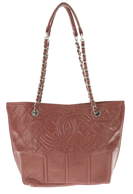 Chanel Large Shopping In Moscow Oxblood Red Leather Tote