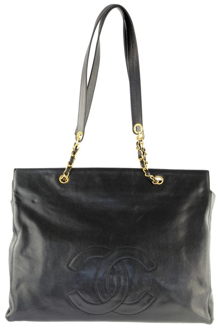 Chanel Large Timeless Chain Black Leather Tote