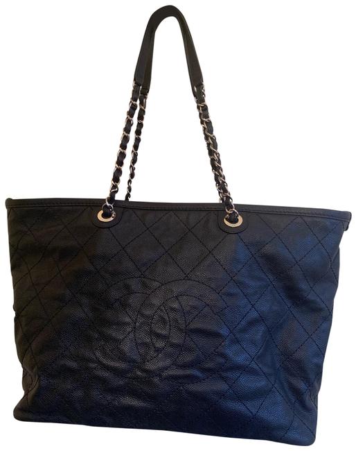 Chanel Shopping Large with Pouch Black Caviar Leather Tote