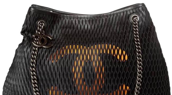 Chanel Laser Cut Black Leather Tote