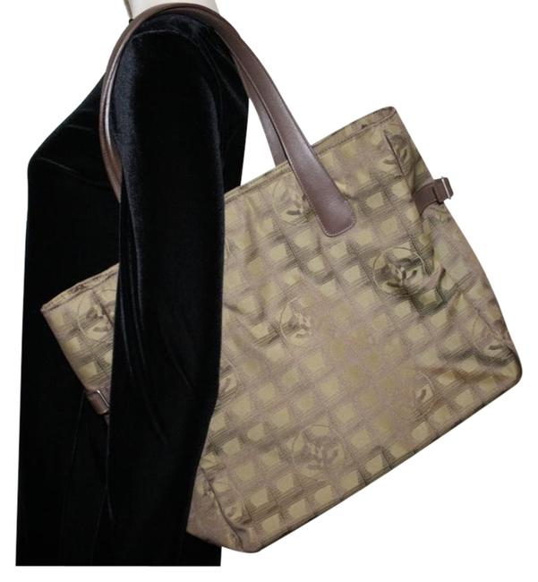 Chanel Ligne Army Green Nylon Leather Tote