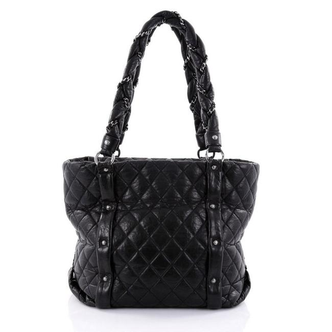 Chanel Ligne Lady Braid Quilted Black Leather Tote
