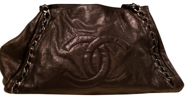 Chanel Like New Black Snakeskin Leather Tote