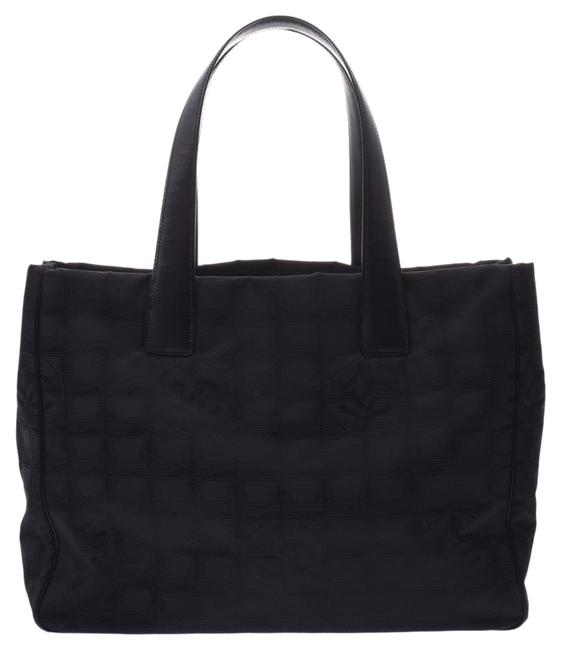 Chanel Line Mm 3c626 Black Canvas Tote