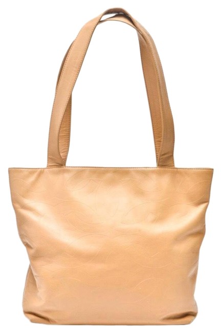 Chanel Logo Beige Leather Tote