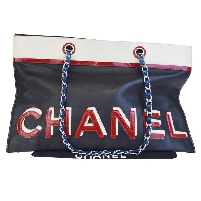 Chanel Bag Logo Black Leather Tote