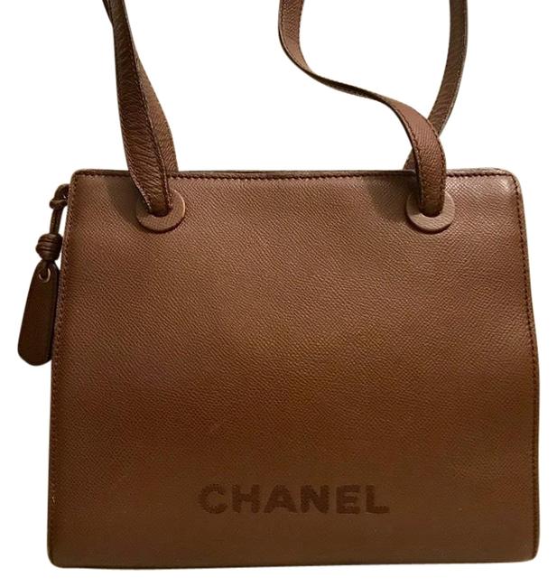 Chanel Logo Brown Caviar Leather Tote