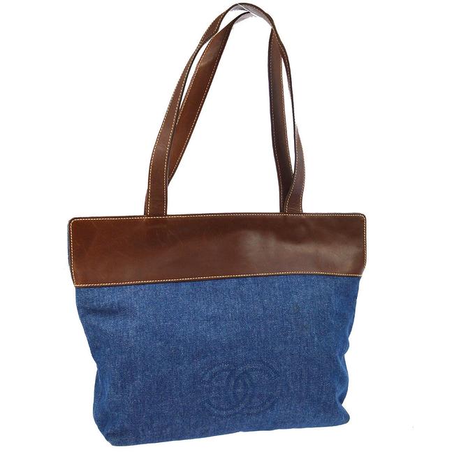 Chanel Logo Denim Brown Tote
