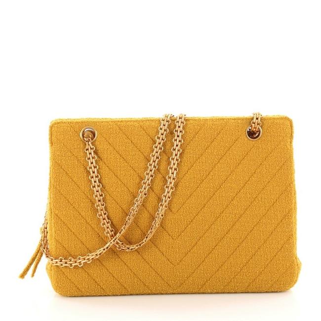 Chanel Mademoiselle Chain Mustard Yellow Terry Cloth Tote